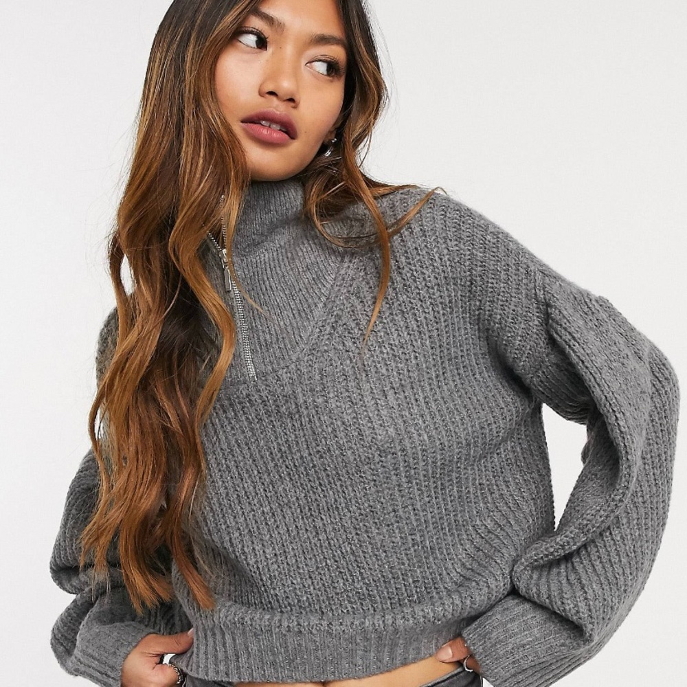 ASOS Native Youth brand half zip grey sweater size medium